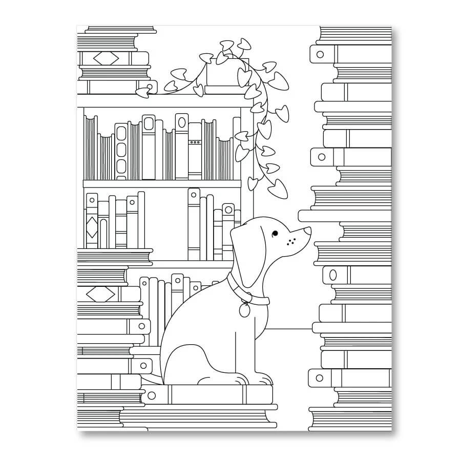 Perro Sentado y Libro