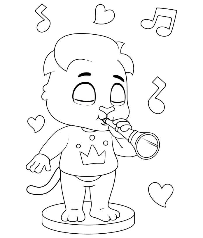 Personaje de Dibujos Animados Tocando la Flauta