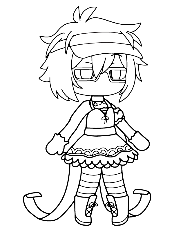 Personaje de Gacha Nox con Vestido Elegante