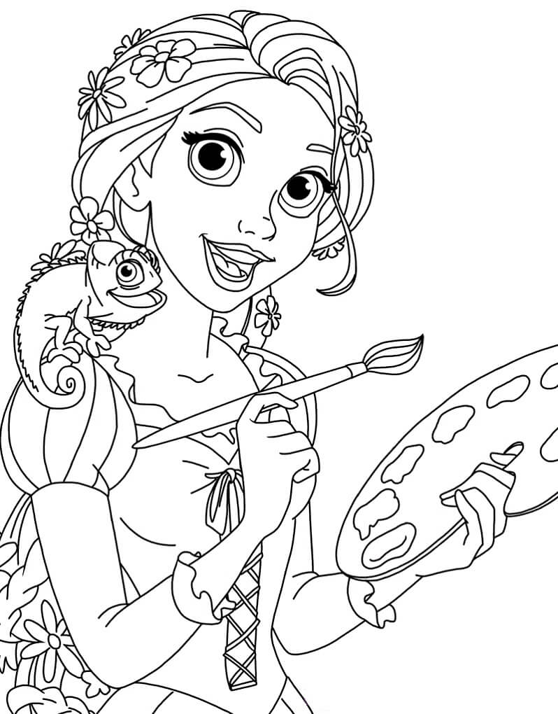 Pintura Rapunzel con el Gecko