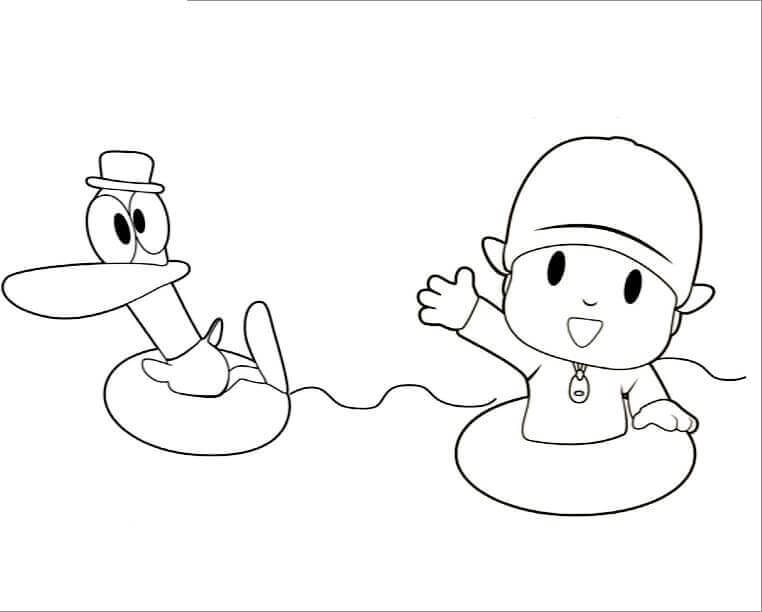 Pocoyo and Pato Swimming