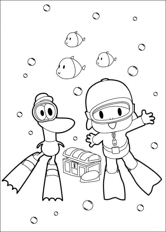 Pocoyo and Pato in the Sea
