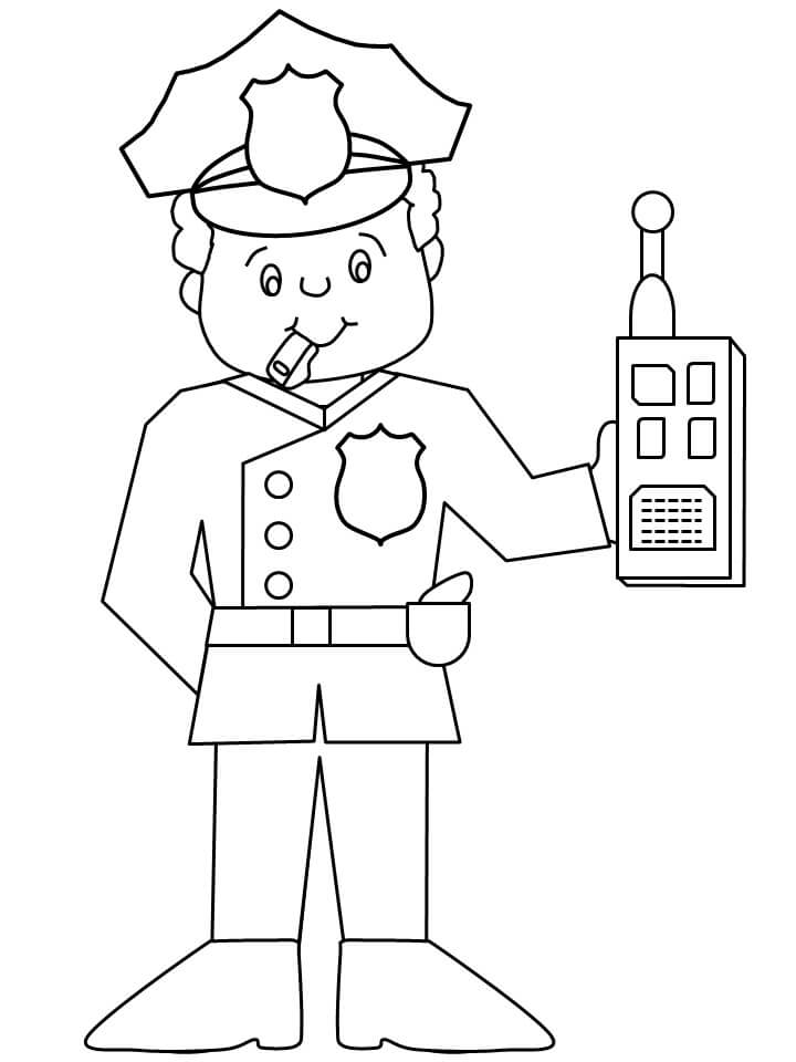 Policía Sosteniendo Radio