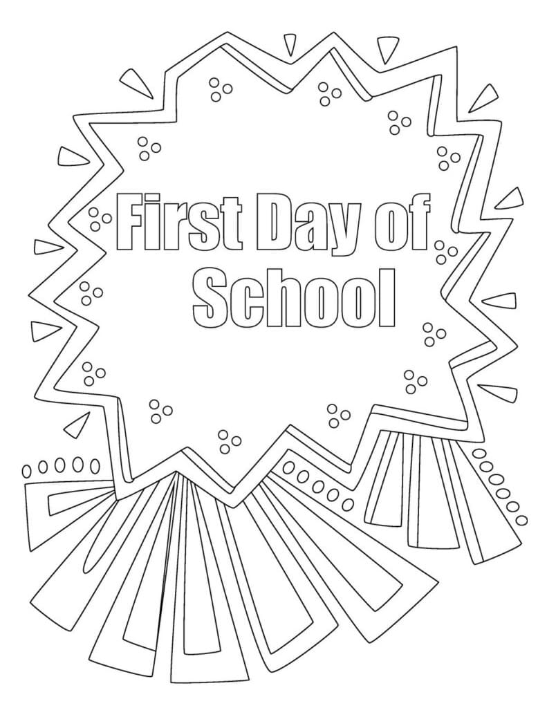 Primer Día de Escuela para Colorear