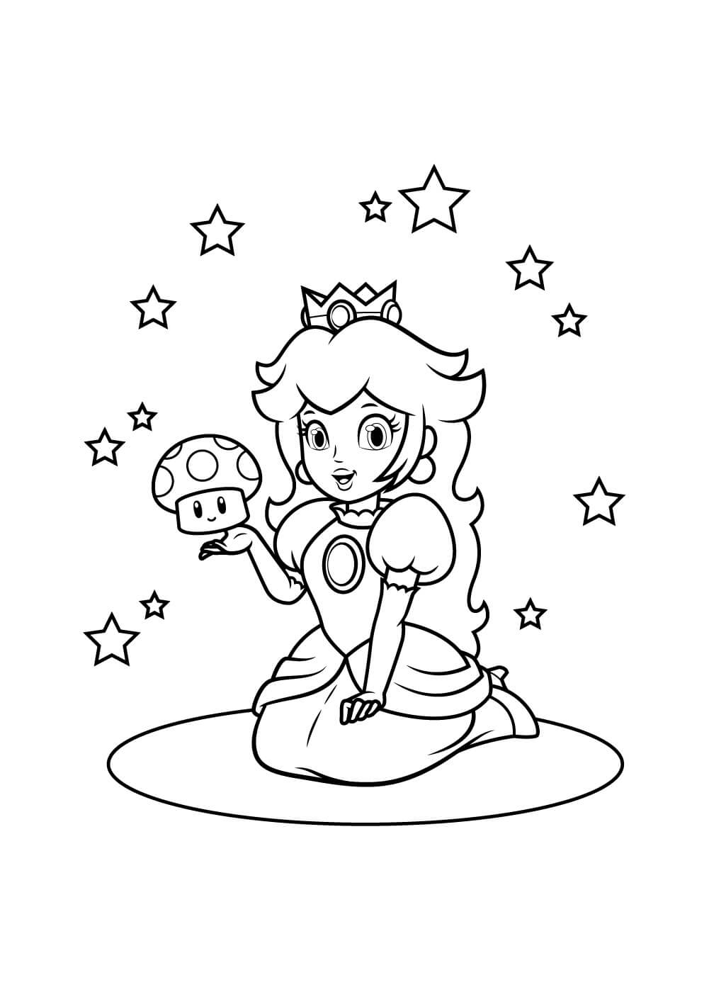 Princesa Peach con Champiñones