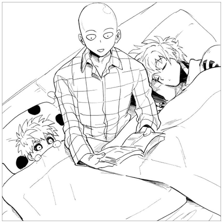 Saitama y Genos en la Cama