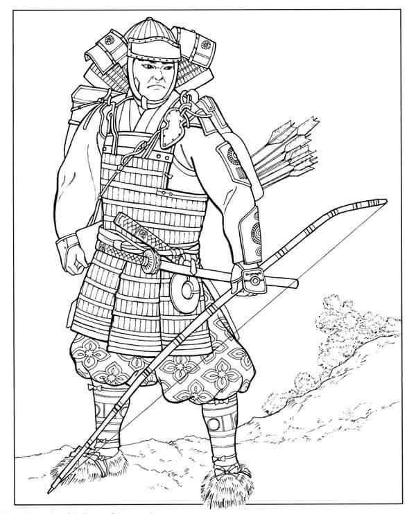Samurai Sosteniendo un Arco
