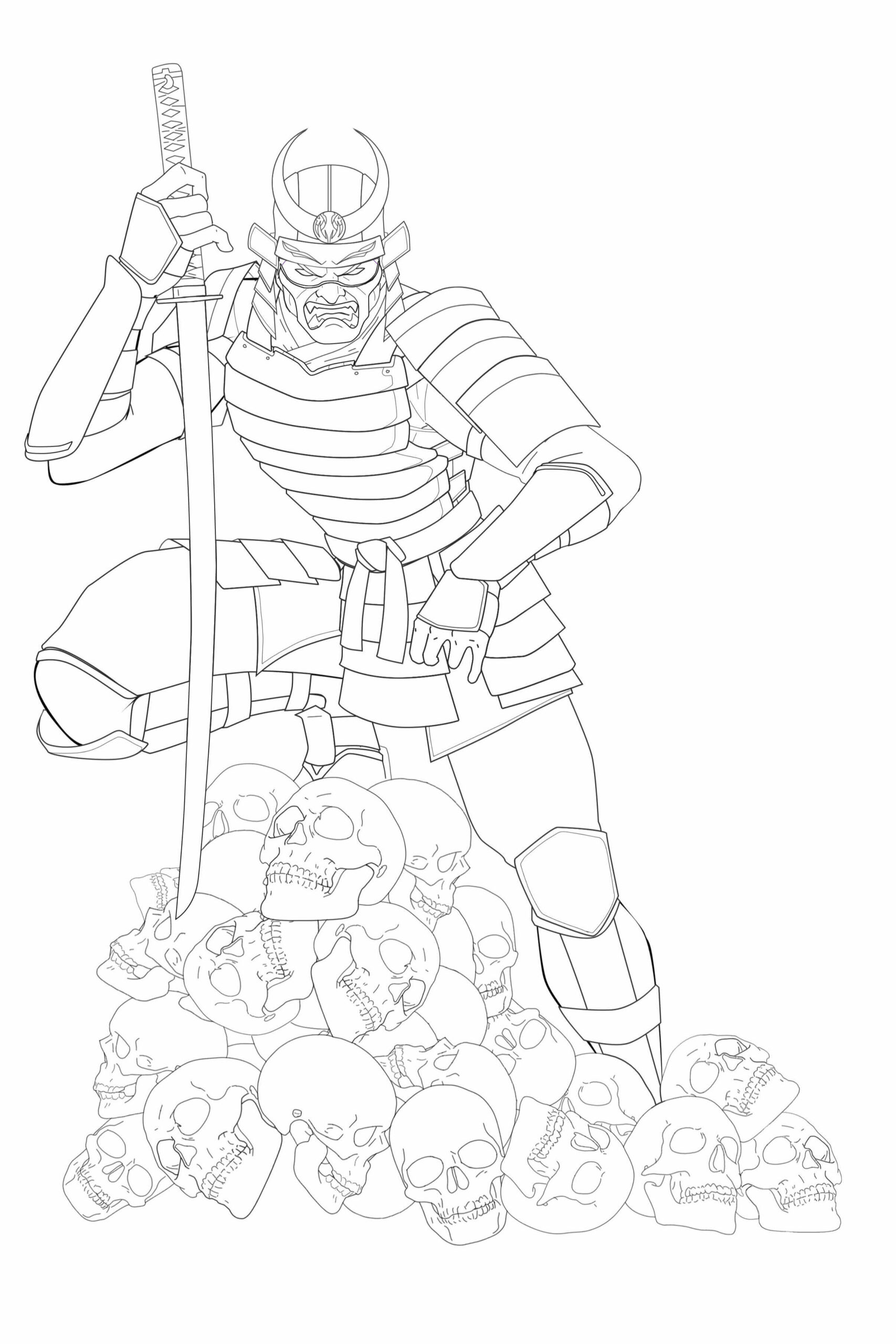 Samurai con Muchos Cráneos