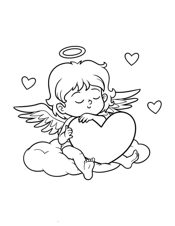 Sentado de Cupido y Corazón
