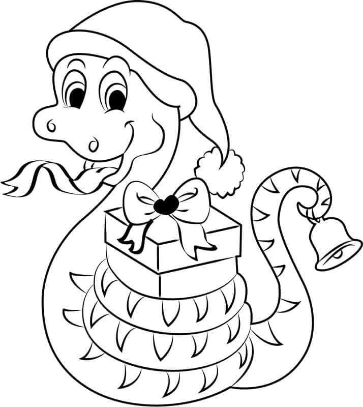 Serpiente de Navidad con Caja de Regalo y Campana