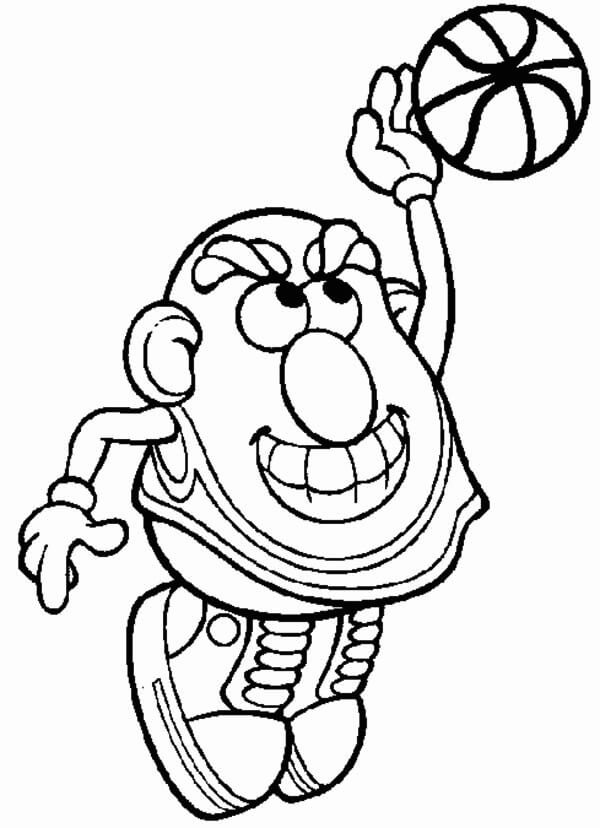 Señor Cara de Papa Jugando Baloncesto