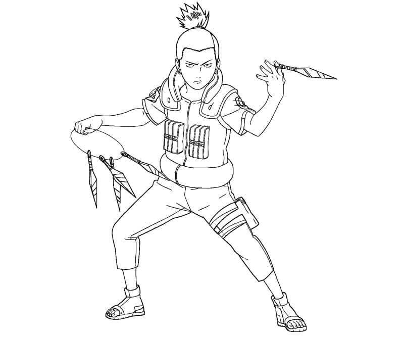 Shikamaru Sosteniendo Cinco Kunai