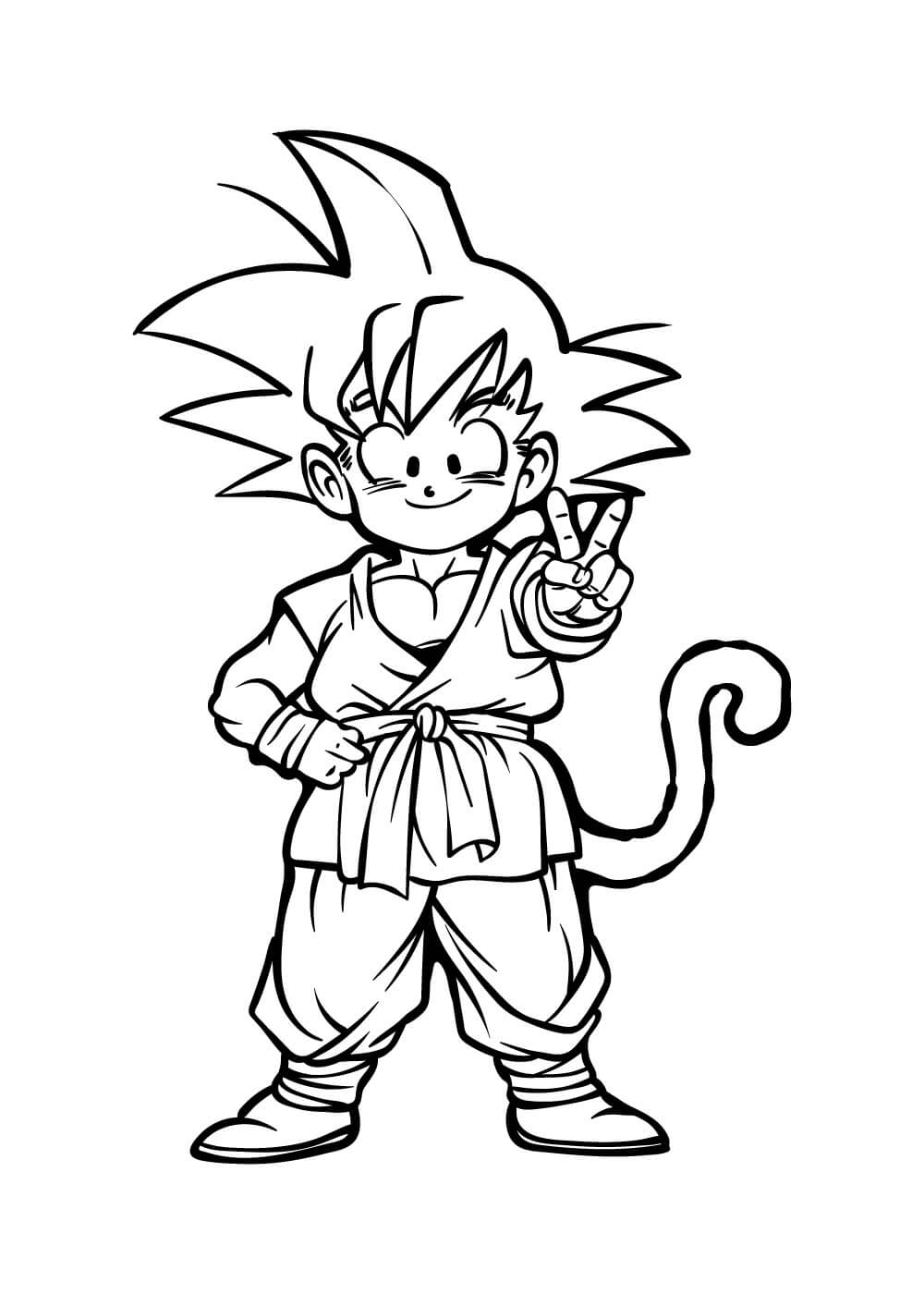 Sonriendo Pequeño Goku