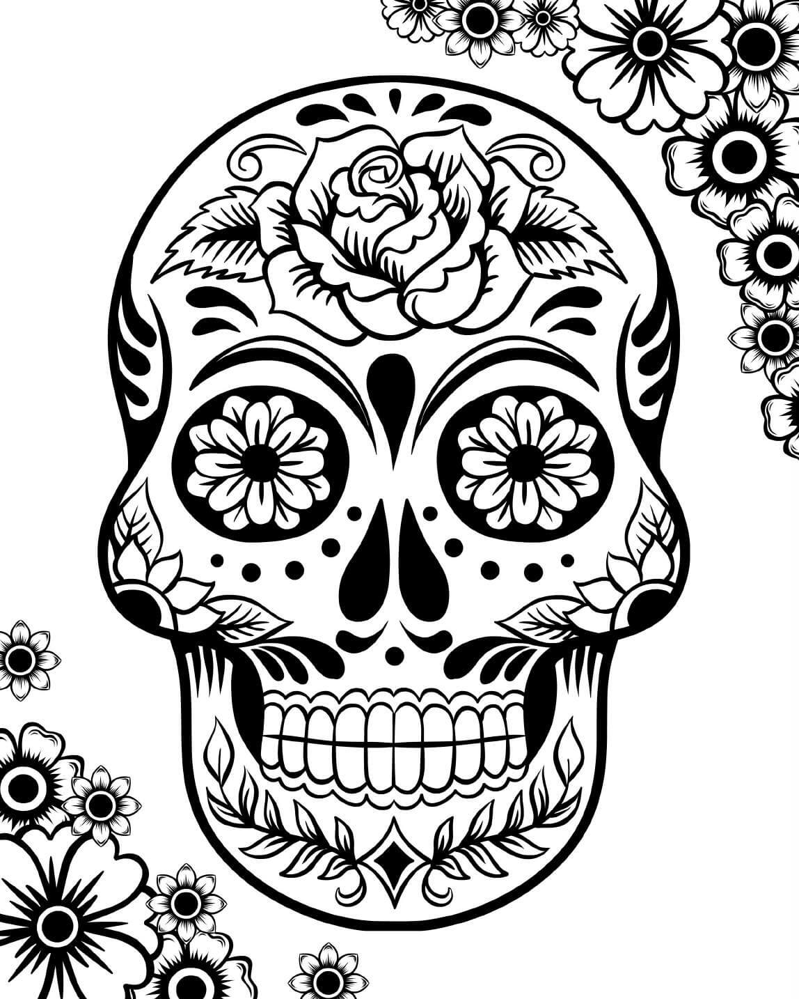 Tatuaje De Flor De Calavera De Azúcar
