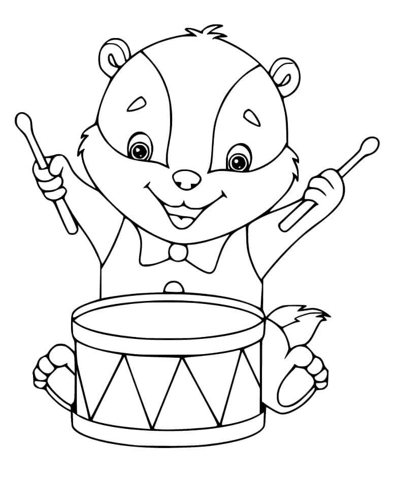 Tejón tocando el Tambor