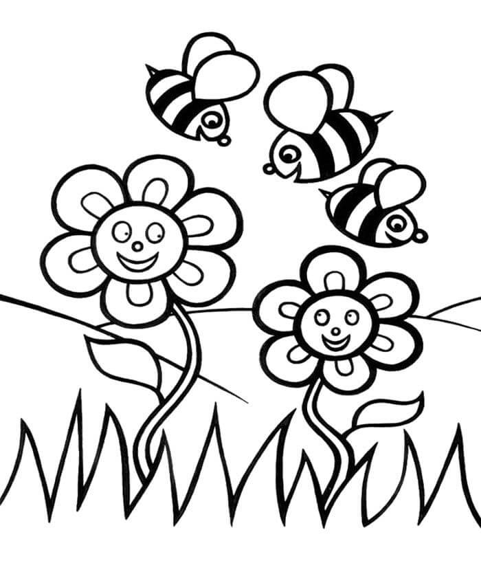 Tres Abejas con Flores