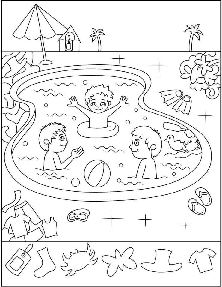 Tres Niños en Piscina