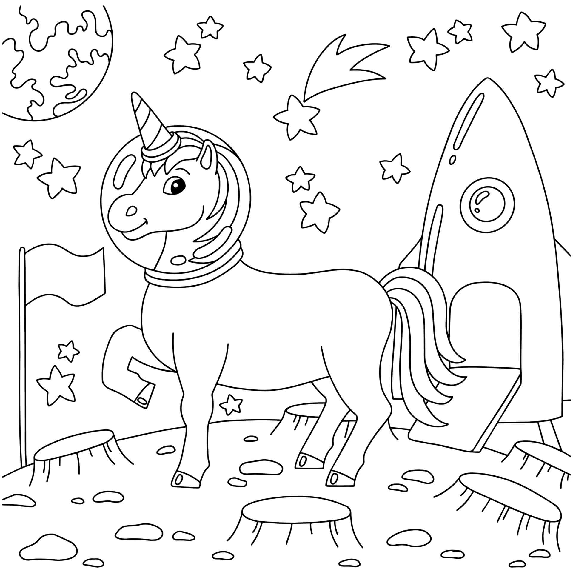 Unicornio Astronauta Aterrizó en otro Planeta