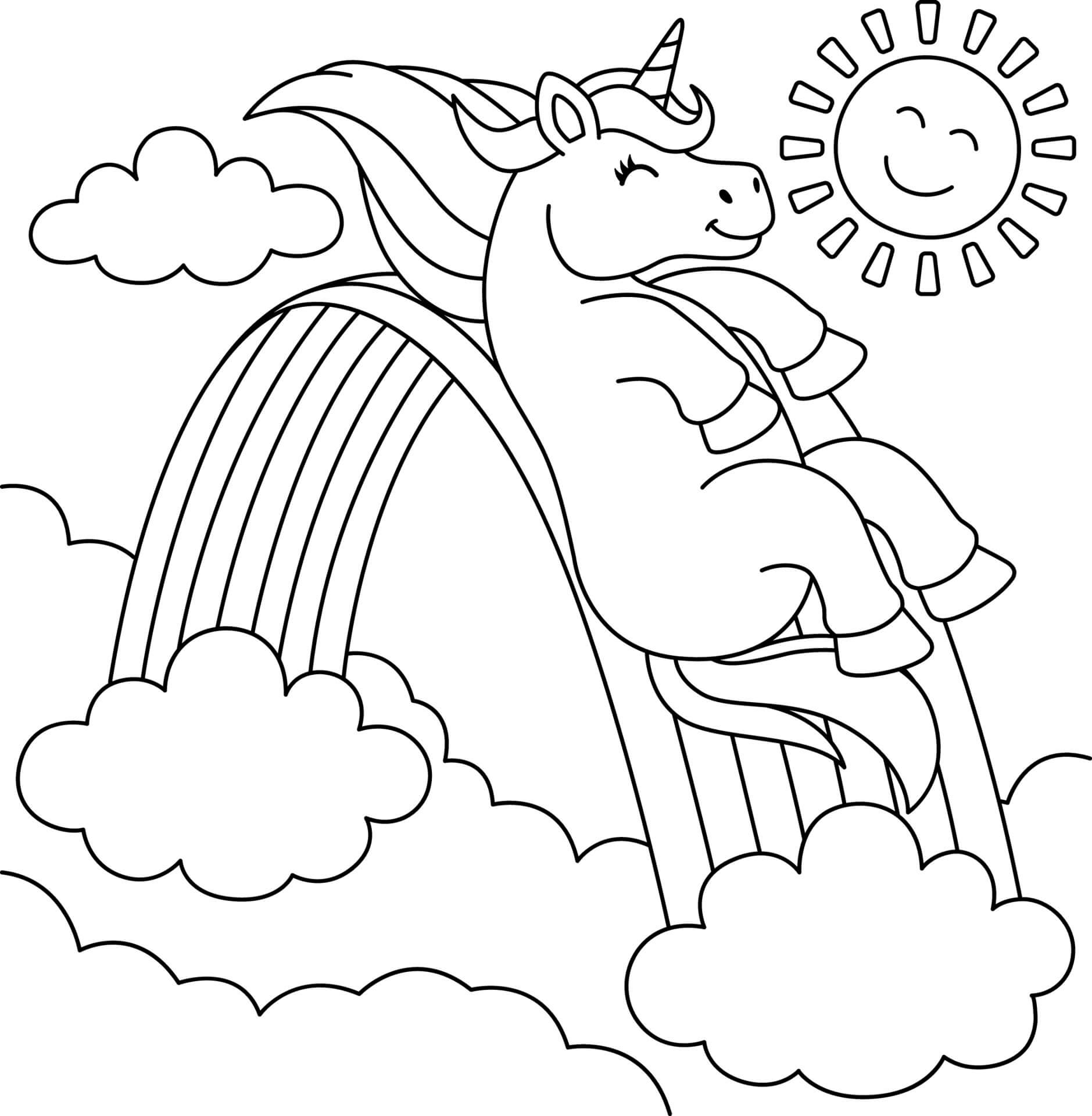 Unicornio Deslizándose Sobre el Arcoíris