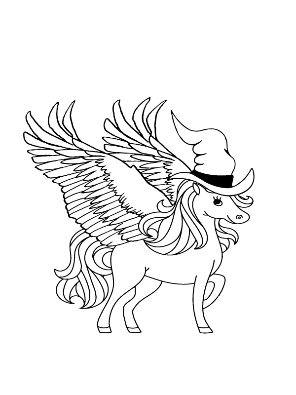 Unicornio con Sombrero de Halloween