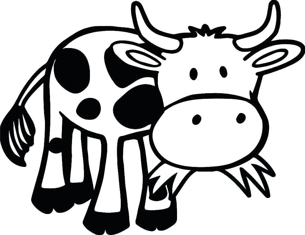 Vaca Divertida Comiendo Hierba
