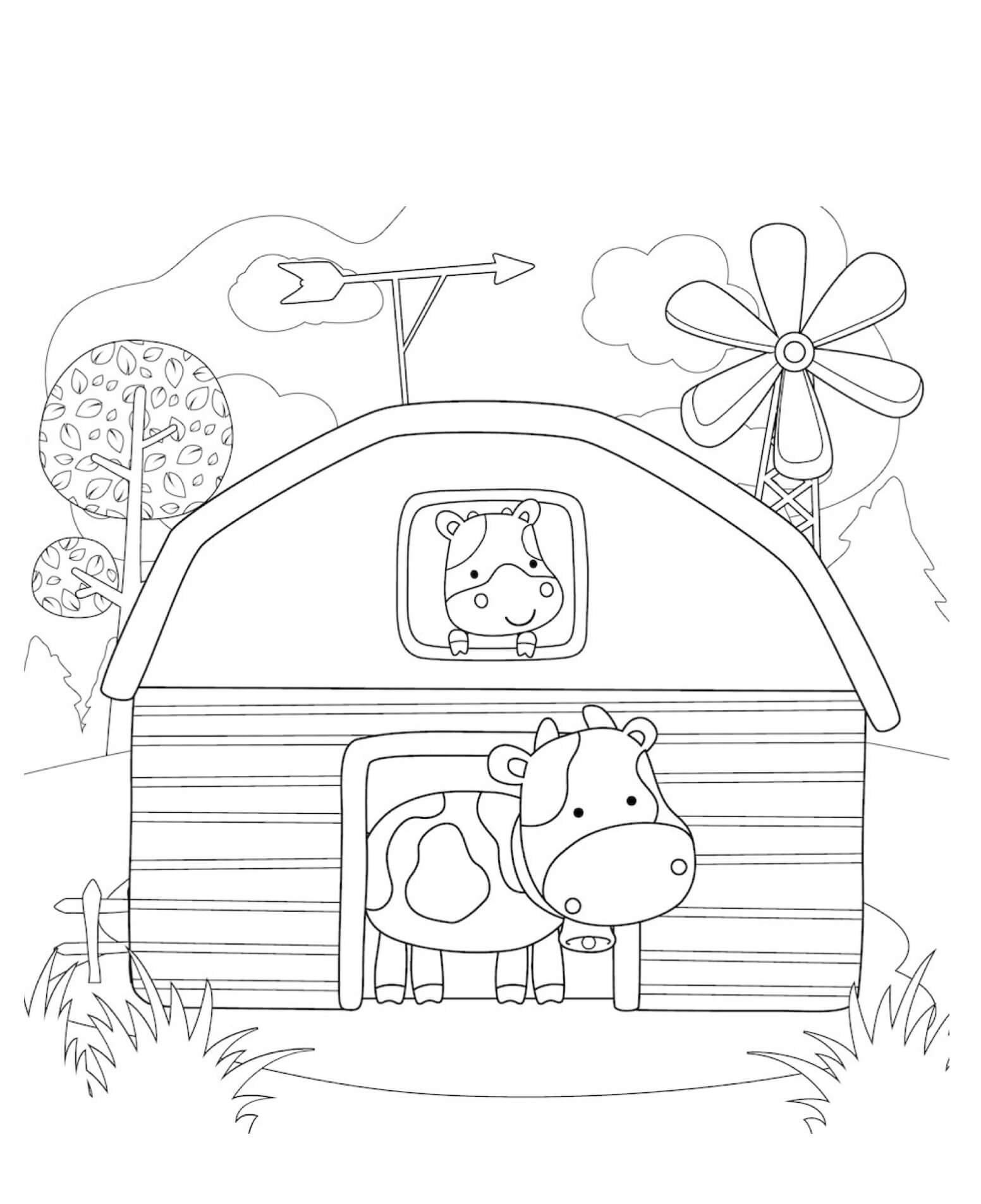 Vaca en una Caricatura de Granero