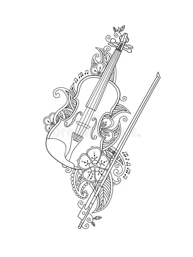 Violín y Arco con Flores
