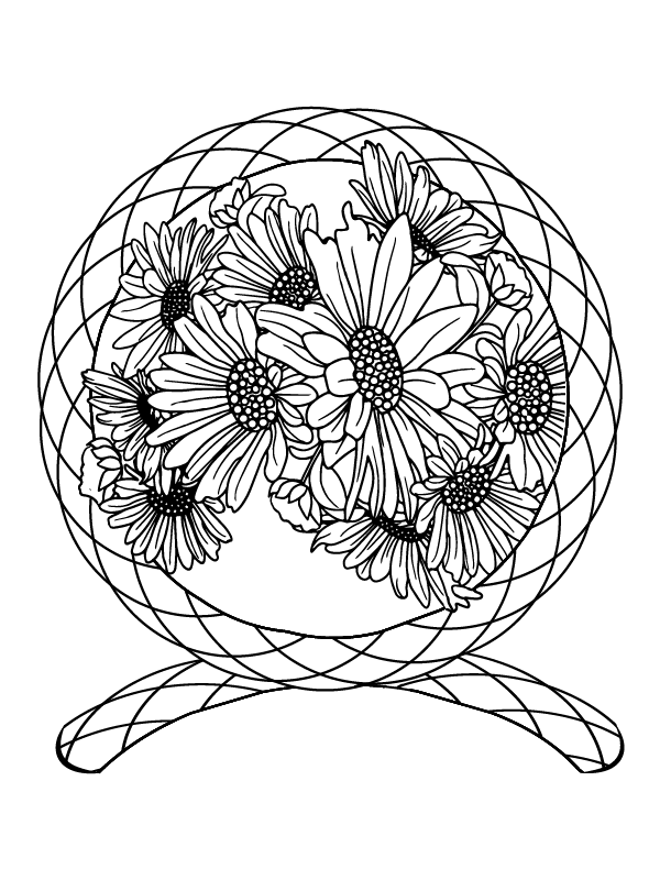 Página para Colorear de Flor en Círculo Imprimible