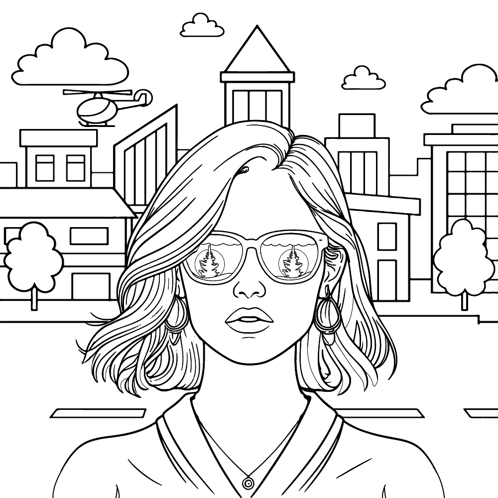 Página para Colorear de Niña Preppy