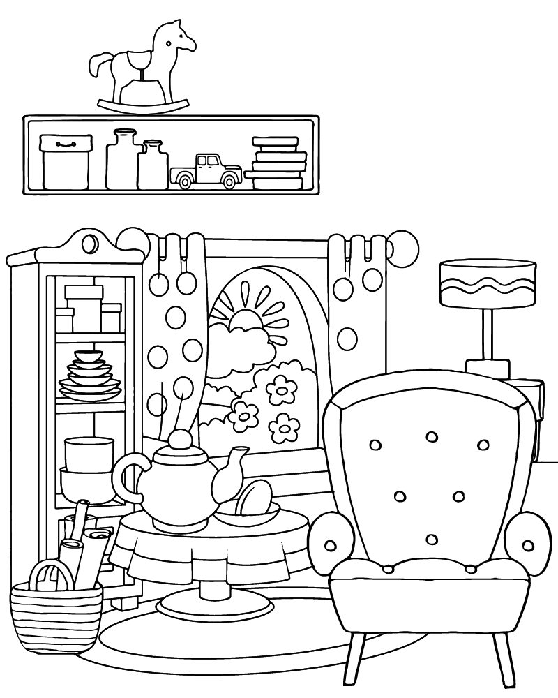 Página para Colorear de Silla Acogedora para Relajación