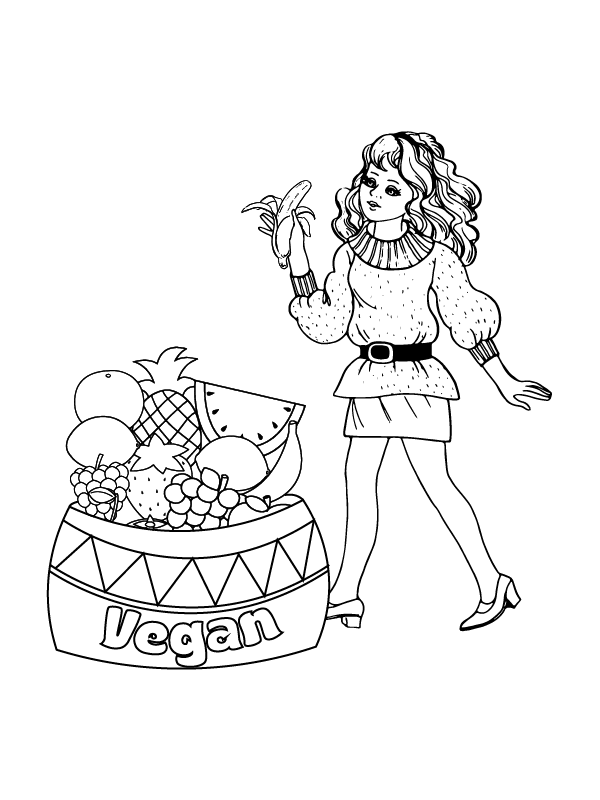 Plantilla Creativa de Colorear Vegano