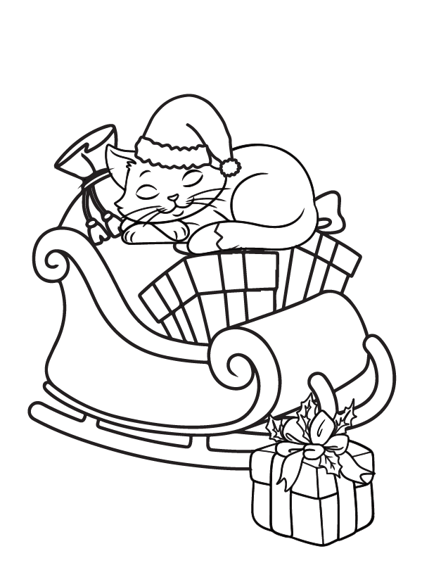 Gato Adorable en Trineo Navideño