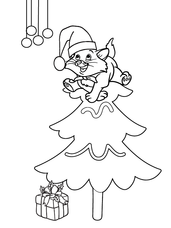 Imagen para Colorear de Gatos Adorables Navideños