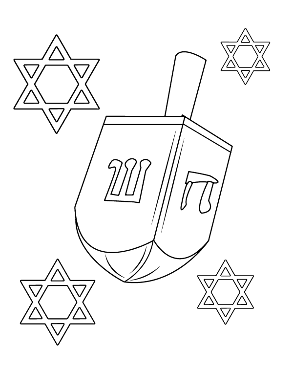 Página para colorear de la Peonza y Janucá