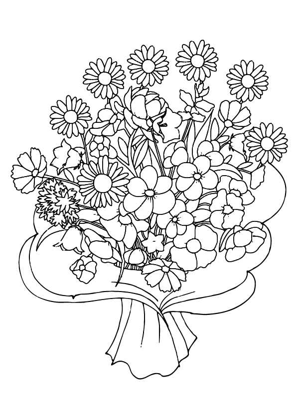 Página para Colorear de Ramo de Flores