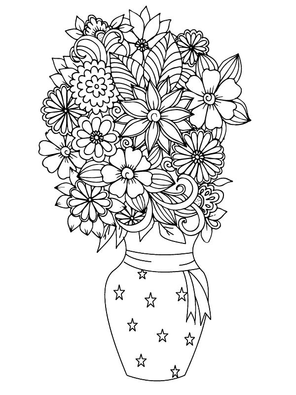Página para Colorear de Flor en un Jarrón