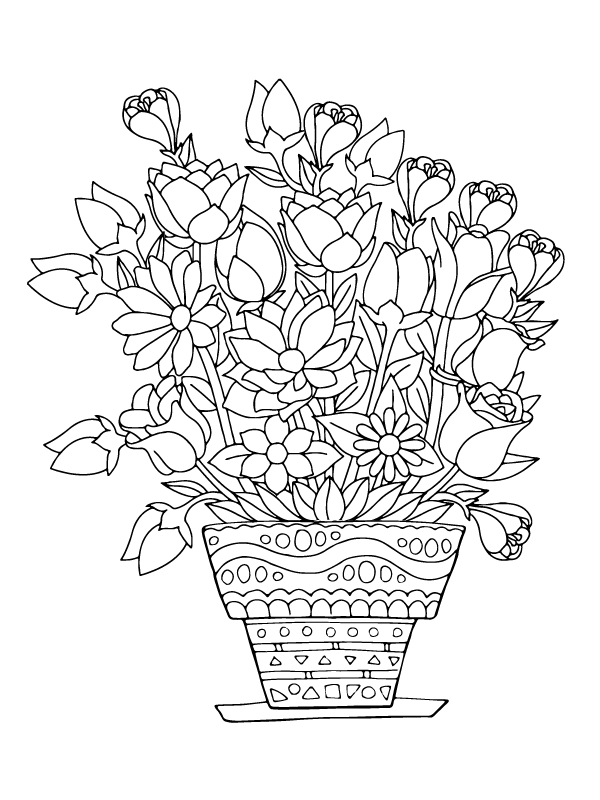 Página para Colorear de Diseño de Flores para Adultos