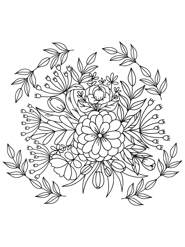 Página para Colorear de Flores para Adultos