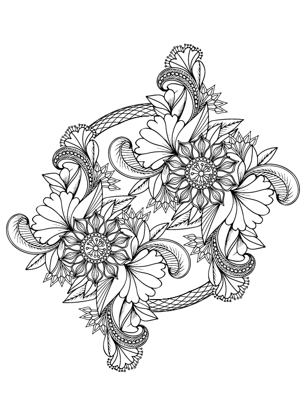 Página para Colorear de Flor Difícil