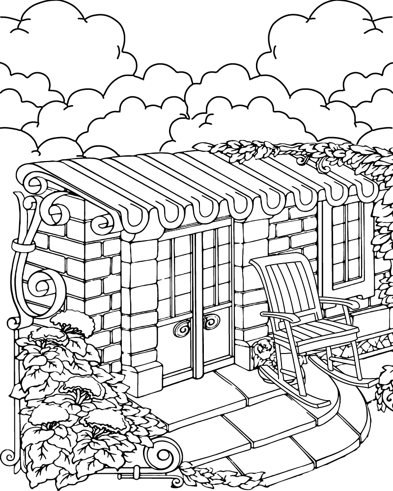 Página para Colorear de Casa Relajada y Sillón