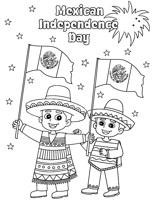 Plantilla creativa de colorear para el Día de la Independencia de México