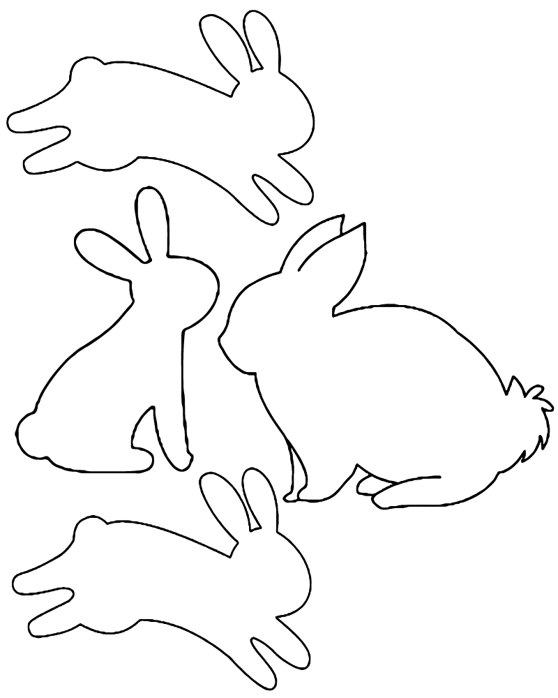 Página para Colorear de Plantillas de Conejo Saltando