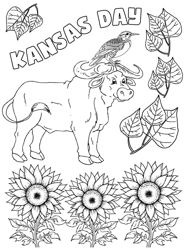 Página de Libro para Colorear del Día de Kansas