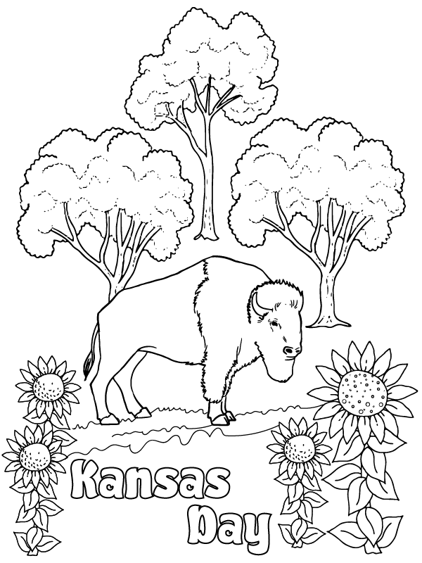 Hoja de Colorear del Día de Kansas para Niños