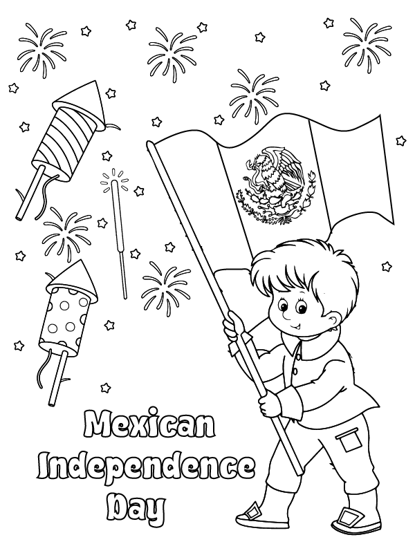 Hermosa escena para colorear del Día de la Independencia de México