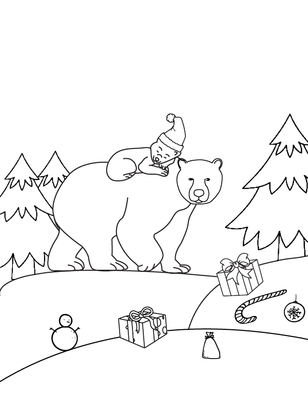 Madre e Hijo Oso Polar Navideño