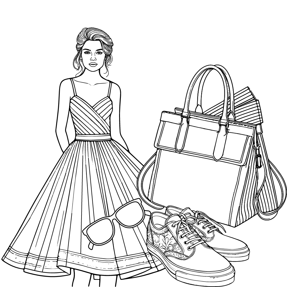 Página para Colorear de Diseño Preppy