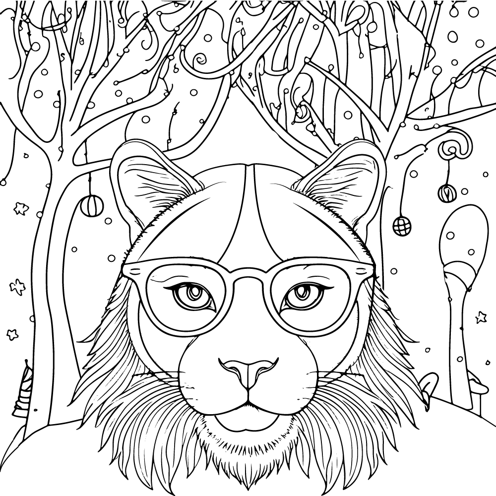 Página para Colorear de León Preppy