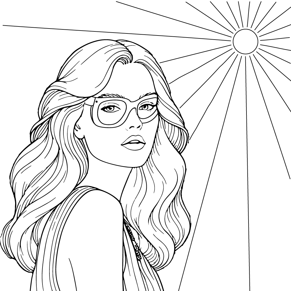 Página para Colorear de Mujer Preppy