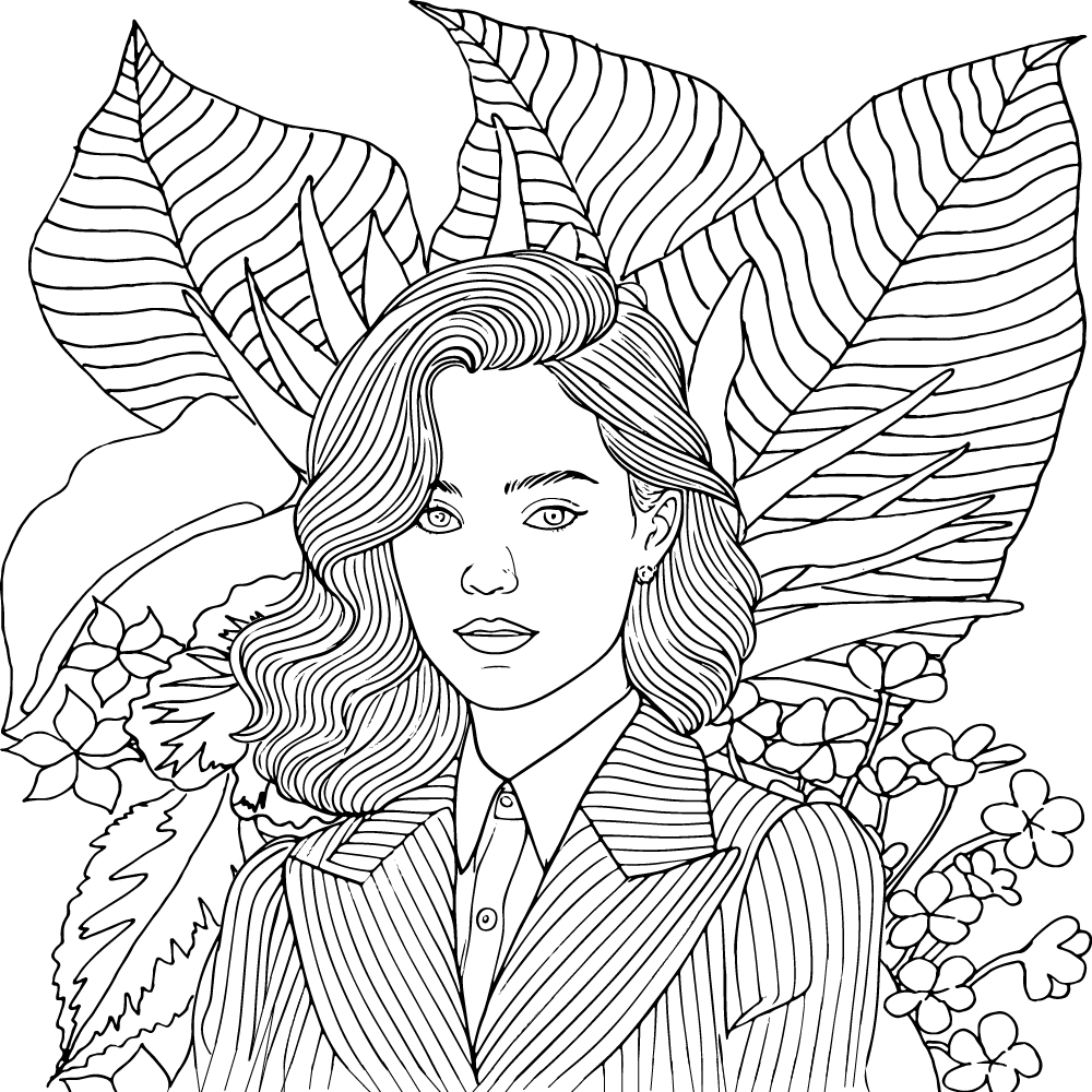 Página para Colorear de Cara Bonita Preppy